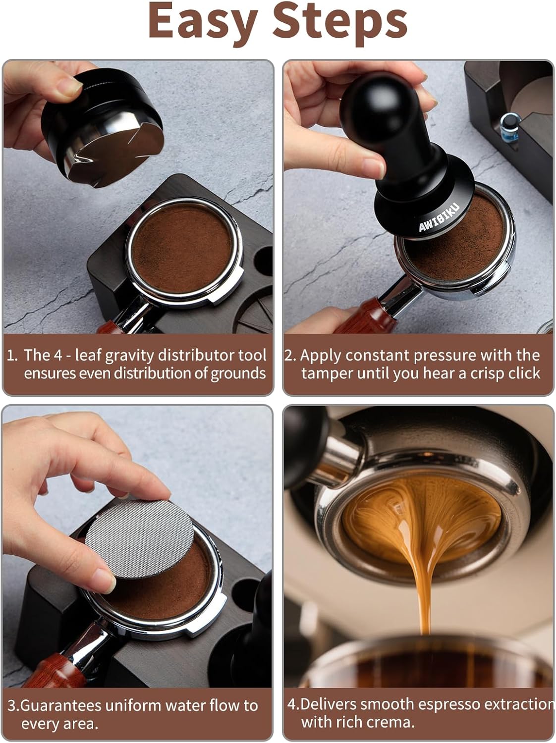 53.3mm Espresso Accessories，53.3mm Espresso Tamper Tools, Spring-Loaded Coffee Tamper, Coffee Distributorr, Puck Screen, Anti Slip Mats Coffee Tamper for 54mm Portafilter