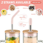 Kodrine Glass Tumbler with Lid and Straw, 24 oz, Iced Coffee Cup Boba Smoothie Cup, Home Office Tumblers, Pink