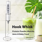 Milk Frother with Stand Rechargeable-Handheld Frother Wand with 3 Stainless Whisks 3 Speed Adjustable, Electric Whisk Drink Mixer, Foam Maker Blender for Matcha Latte Cappuccino Chocolate