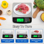 Large Digital Kitchen Scale Black 40KG/88LB Commercial Food Weight Scale Cooking Meat Baking Bread Price Computing Scale Stainless Steel Counting Scale for Deli Stores Tare Function