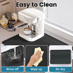 PoYang 24"x16" Coffee Mat Large, Coffee Bar Accessories for Countertop, Absorbent Dish Drying Mat, Anti-Slip and Hide Stain Pad for Espresso Machine, Espresso Maker and Kitchen Counter, Black