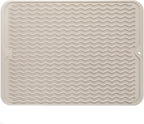 Silicone Dish Drying Mat for Multiple Usage,Easy clean,Eco-friendly,Heat-resistant Silicone Mat for Kitchen Counter or Sink,Refrigerator or drawer liner Tapioca L 16 inches x 12 inches