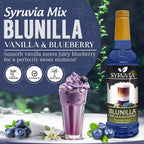 Syruvia BLUNILLA Coffee Syrup Vanilla Blueberry - 25.4 fl oz - Kosher Syrups, Gluten Free, No Coloring, Perfect for Drinks, Soda, Shakes, Desserts, and More.