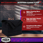 AIDEA Microfiber Cleaning Cloth Black 50PK, Microfiber Towels for Cars, Premium Car Cloths, Dusting Cloth Lint Free Cleaning Rags for SUVs, House, Kitchen, Window, Workshops,12×12"