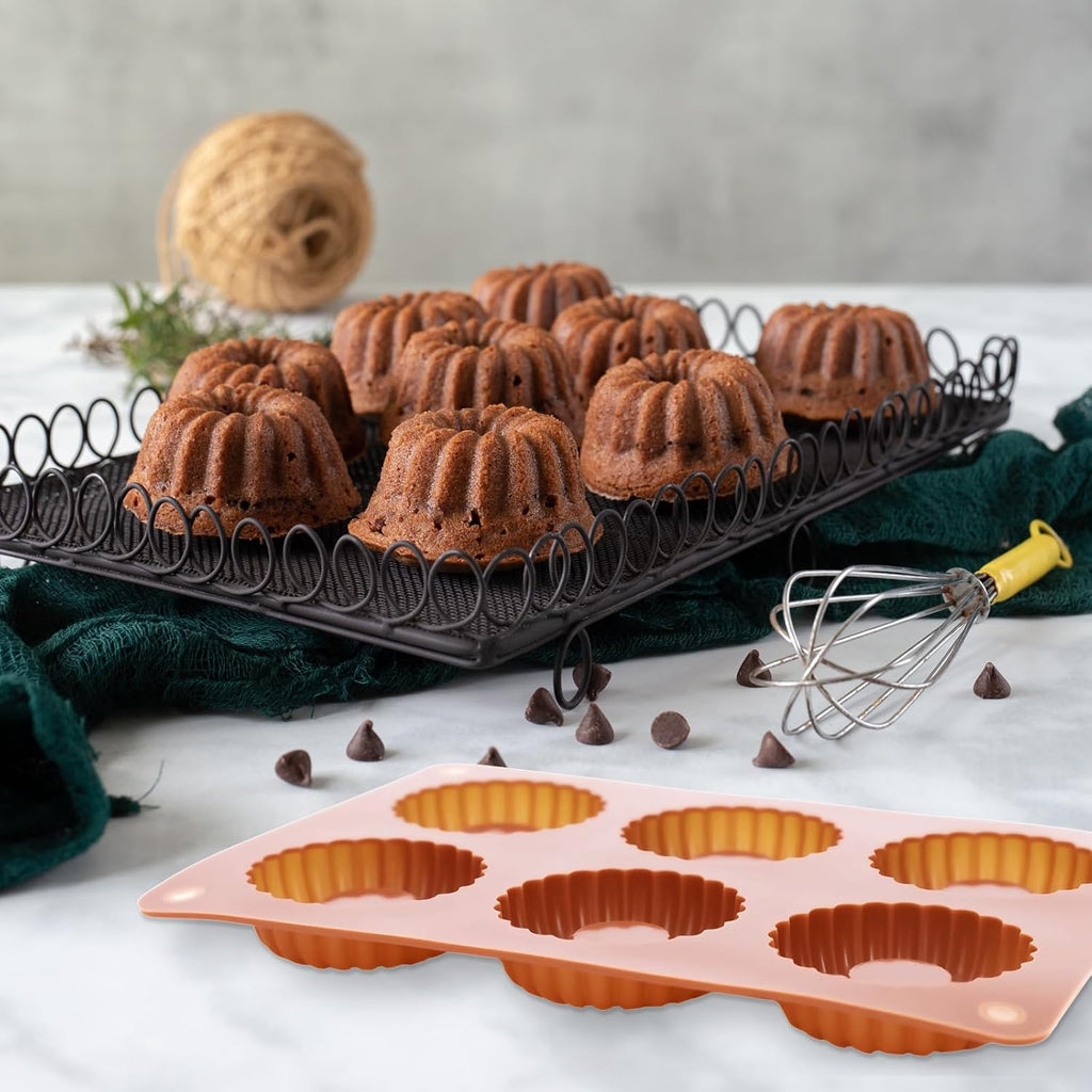 4 PCS Silicone Molds for Baking Non Stick Jello Molds with 6 Cavity Gelatin Mold for Baking Cupcakes Donuts Chocolate Muffins Brownies Jelly