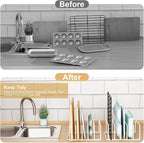 Cutting Board Organizer and Baking Sheet Rack, [1-Pack] White Heavy Duty Metal Cookie Sheet Organizer for Cutting Board Storage & Plate Holder for Cabinet, Tray Dividers for Cabinets