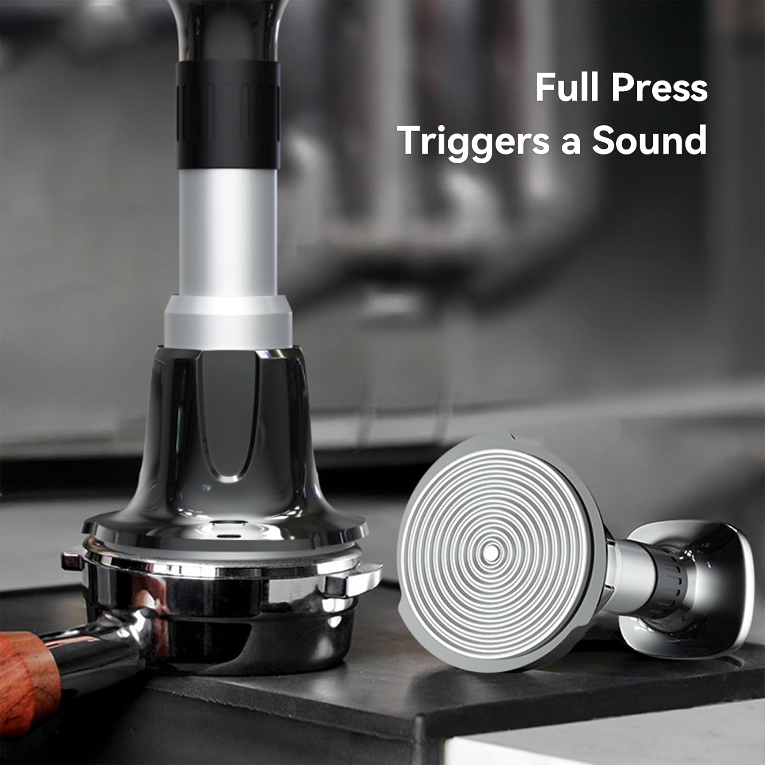 Espresso Tamper, 53mm Tamper 25lb-40lb with Stainless Steel Base, Coffee Tamper with with Sound Feedback, Provides Consistent Tampingwith Comfortable Grip