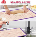 Pastry Baking Mat 28x20 Inch - Larger Silicone Baking Pastry Mat for Rolling Dough,Non Silp Silicon Dough Sheet Mat with Measurement,Perfect for Making Pie,Pizza(Purple)