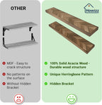 36" Acacia Chevron Floating Shelves Set of 2 - Wall Mounted Wooden Shelf for Stylish Home Décor - Dark Walnut Color - 36x6.7x1.5 Inches