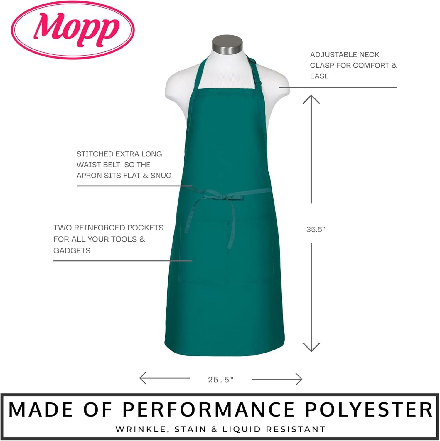 Pomp 2 Pack Premium Bib Aprons | Adjustable Neck + 2 Pockets | Water + Oil Resistance | Men & Women's Kitchen Cooking Aprons