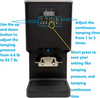 Electronic Automatic Coffee Tamper Machine - Precision Press for Perfect Espresso for Home & Commercial. Adjustable Pressure, Multi-Tamp, Hands Free Operation, Height Adjustable for Wide Range (Black)