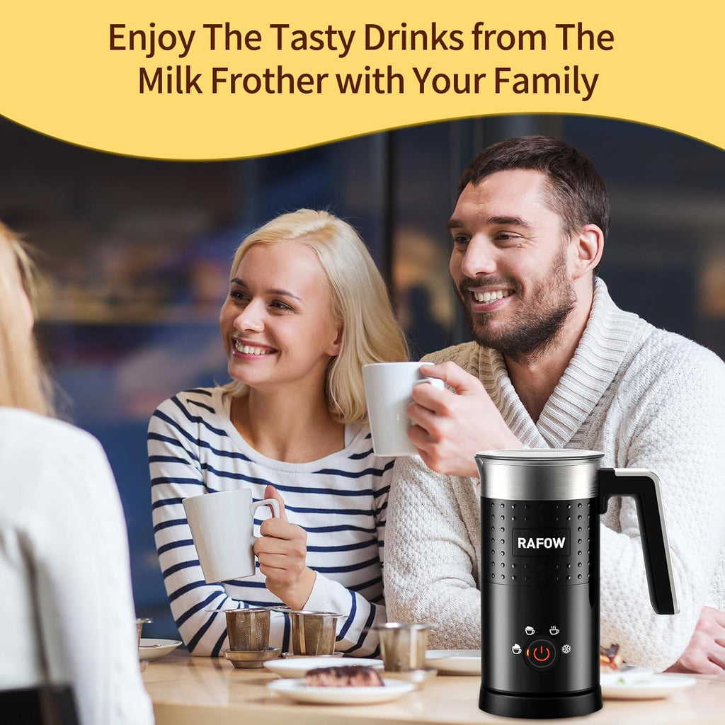 4 in 1 Electric Milk Frother: 10oz/350 mL Large Capacity Electric Milk Steamer for Hot and Cold Milk Froth - Automatic Milk Frother & Warmer for Latte, Cappuccinos, Macchiato, Hot Chocolate