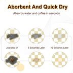 Dish Drying Mat for Kitchen, 15.7’’ X 17.7’’ Coffee Bar Mats for Countertop Fit Under Coffee Maker, Checkered Drying Mat, Hide Stain Rubber Backed Espresso Machine Absorbent Drying Pad, Beige & White