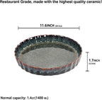 Ceramic Pie Pan Quiche Baking Dish, 11 Inch Round Ruffled Edge Au Gratin Baking Dishes, 1.4 Quart Non-Stick Pie Dish, Tart Pan, Pie Plate for Apple, Oven, Dishwasher and Microwave Safe