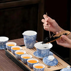 ICHAG Chinese Tea Set, Gongfu Tea Sets for Adults, Asian Gaiwan Teaset, 14-Piece Yangzhi Jade (羊脂玉茶具) with Suspended Gaiwan & Tea Pet, Portable Travel Teaset for Home, Outdoor, Office Gifts