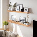 36x8x1.6 inch Floating Shelves Set of 2 – Solid Wood Rustic Oak Wall Mounted Shelf for Kitchen, Bathroom, Living Room