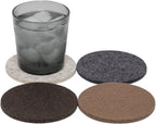 Graf Lantz - Bierfilzl Merino Wool Round Coasters Set of 4 - Sand Dune (4" Circles) - Absorbs 30% of Weight - German Wool - Heat Resistant, Sustainable, & Reusable - Home Decor & Coffee Table Decor