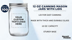 DISCOUNT PROMOS 100 Decorating Mason Jars Set, 12 oz. - Customizable Text, Logo - Canning, Aluminum Lid - Clear