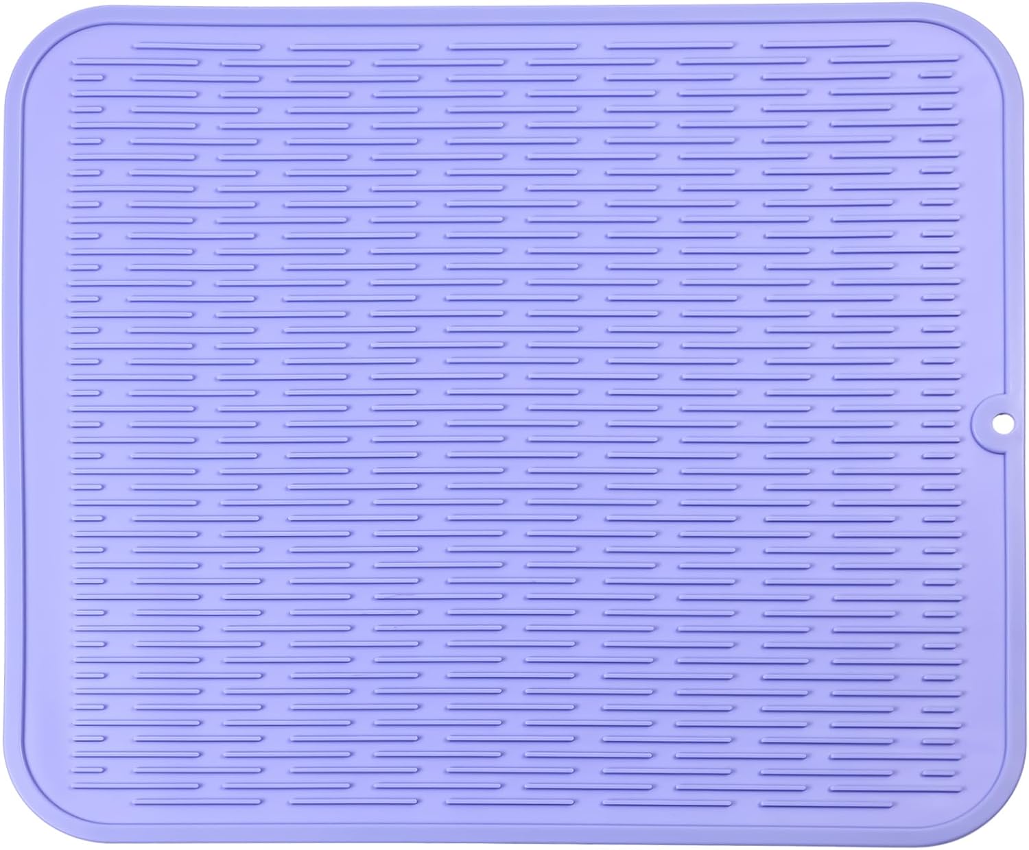 Silicone Dish Drying Mat for Multiple Usage,Easy clean,Eco-friendly,Heat-resistant Silicone Mat for Kitchen Counter or Sink,Refrigerator or Drawer Liner Light Purple XL 18 inches x 16 inches