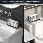 Wican Vertical Stance Bathroom Napkin Holder Takes Up Less Space for Small Guest Bathroom Oak and Iron Towel Tray for Powder Room Table Wooden Basket for Disposable Paper Hand Towels Matte Black