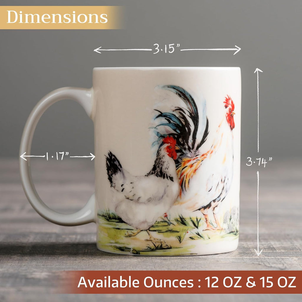 Maison d' Hermine Coffee Mug with Handles Fine Bone China Mugs Pack of Two Tea Cups for Hot Beverages Cappuccino Latte Home Restaurant Office Perfect for Gift (Campagne, 12 Ounce)