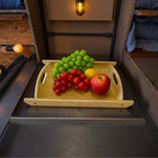 Bamboo Serving Tray Rectangle Platter Breakfast Dinner Food Bed Tray for Eating Kitchen Restaurants (1, 15" x 10.2" x 1.2" (with Handle))