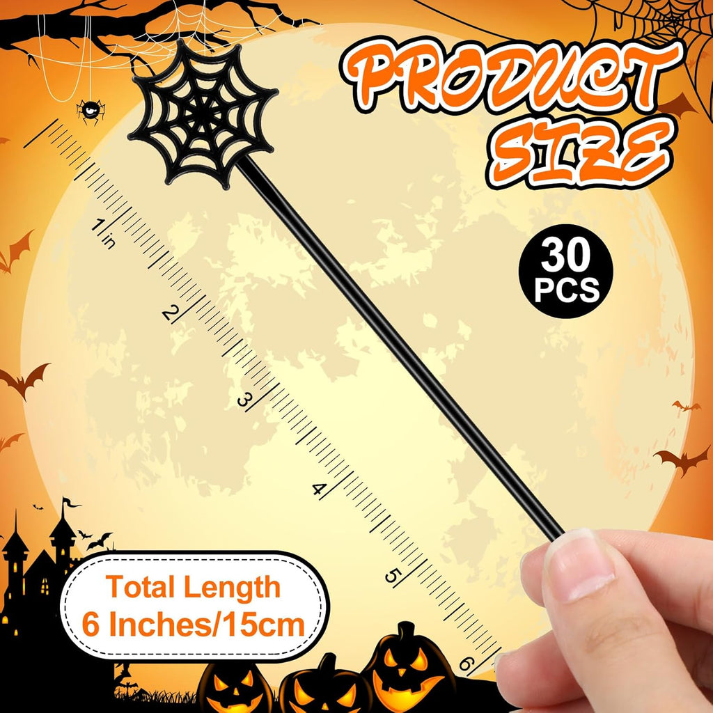 30 Pcs Halloween Swizzle Sticks Plastic Coffee and Cocktail Stirrers Fall Thanksgiving Drink Stirrers Cocktail Mixers for Halloween Fall Autumn Party Tea Coffee Bar Decoration(Spider Web)