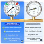 MEANLIN MEASURE 0~160Psi Liquid Filled Pressure Gauge 1/4" NPT 2.5" FACE DIAL Stainless Steel Glycerin Filled WOG Water Oil Air Back Mount (with 2PCS Snaps)