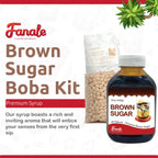 Fanale Brown Sugar Boba Tea Kit with Boba Pearls, US Boba Co Tapioca Pearl Made in USA 1 Pound, Brown sugar boba milk tea, Hand Crafted Brown Sugar Syrup 12 oz for Bubble Milk Tea Coffee Desserts