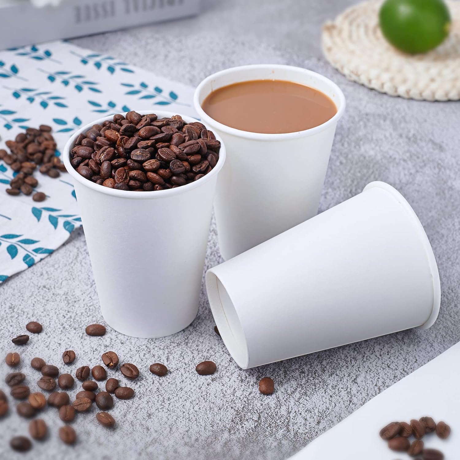 LITOPAK 240 Pack 12 oz Disposable Paper Coffee Cup, White Paper Hot Coffee Cups, Suitable for Party, Picnic, Travel, and Events
