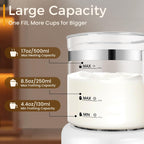 Milk Frother and Steamer, 6 in 1 Milk Steamer and Milk Warmer, 17oz Auto Shut Off Electric Frother with Touch Screen, Hot/Cold Foam Maker for Coffee, Latte, Cappuccino, Hot Chocolate