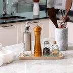 Koville Marble Tray, 12"x8" Marble Vanity Tray for Bathroom Kitchen Countertop, Rectangular Stone Tray for Cosmetics Perfume Trinket, Decorative Catchall Trays (12"x4"-Travertine)