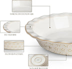 MALACASA Pie Pan, Stoneware Pie Dish for Baking, 45 OZ Deep Dish Pie Pans 9 Inch, Embossed Quiche Baking Dish for Oven, Fluted Dish Pie Plate for Apple Pie, Pot Pie and Quiche, Set of 1, Series LYDIA