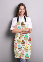 Yummy Colored Cupcakes Adjustable Bib Apron, Cute Cupcake Pattern Apron, Sweet Dessert Cooking Kitchen Apron for Men Women