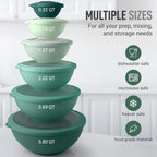 Zulay Kitchen 12-Piece Plastic Mixing Bowl Set - Colorful Nesting Bowls with Lids - Microwave & Freezer Safe (Teal Ombre)