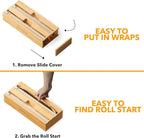 SpaceAid WrapNeat 2 in 1 Wrap Organizer with Cutter and Labels, Plastic Wrap, Aluminum Foil and Wax Bamboo Dispenser for Kitchen Storage Organization Holder for 12" Roll (Natural, 2-Slot)