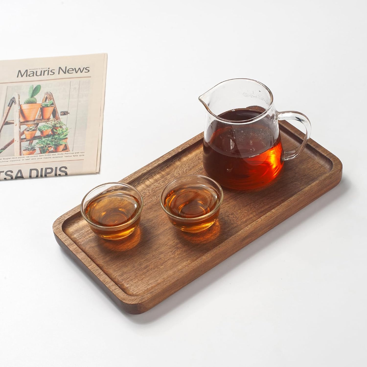 Bathroom Vanity Tray, Bathroom Tray for Counter, Toilet Tank Tray, Wood Bathroom Tray for Organizing and Home Decor (9.8 x 5.1 x 0.8 inch)