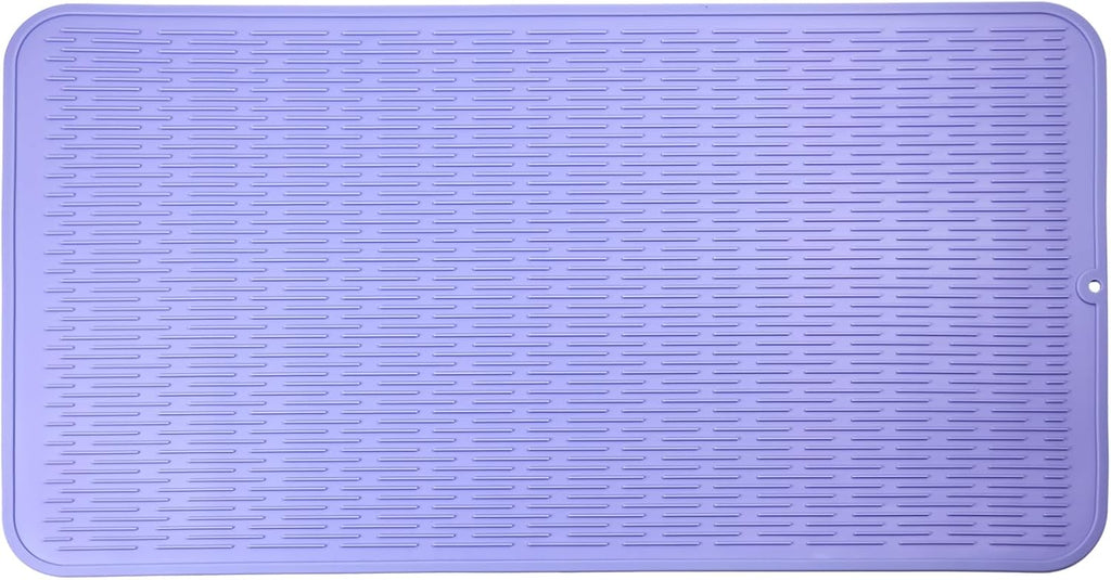 Silicone Dish Drying Mat for Multiple Usage,Easy clean,Eco-friendly,Heat-resistant Silicone Mat for Kitchen Counter or Sink,Refrigerator or Drawer Liner Light Purple 4XL 32 inches x 18 inches