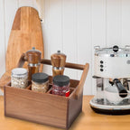 Acacia Silverware Caddy, Natural Wooden Flatware Organizer with Adjustable Handle, Outdoor Utensil Holder Box Multi-Purpose Storage Container for Kitchen Counter, Party, Table, Camping, Picnic