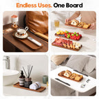 Solid Acacia Wood Serving Trays and Platters - Wooden Mini Charcuterie Boards, Rectangle Small Cheese Board for Food, Bathroom, Home Decor, Kitchen Counter, (14"x5.5", 6 Pack)