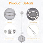 Tea Infusers for Loose Tea 3 Sets Tea Infuser Loose Leaf Tea Steeper Tea Stainless Steel Ball Mesh Tea Strainer Filters with Crtstal Pendant (Metal Owl)
