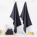 Kitinjoy 100% Cotton Waffle Weave Kitchen Towels, 4-Pack Super Soft and Absorbent Dish Towel for Drying Dishes, Kitchen Hand Towels, 20 in x 28 in, Dark Grey