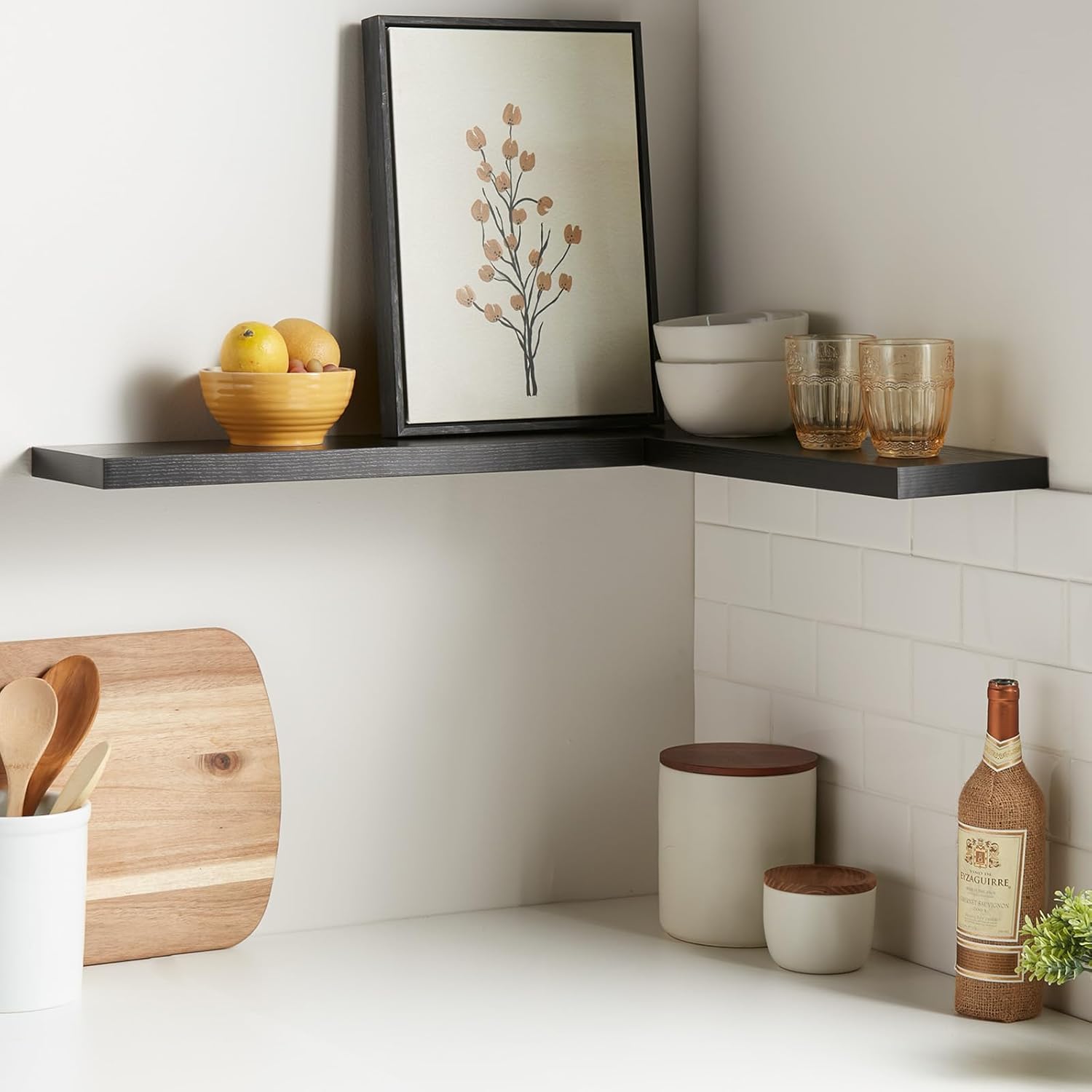 BAYKA Floating Shelves, 22.5 inch Rustic Wood Wall Mounted Shelves for Bathroom, Bedroom, Living Room, Kitchen & Office, Hanging Display Shelf with 22 lbs Capacity, for Decor, Display & Organizer