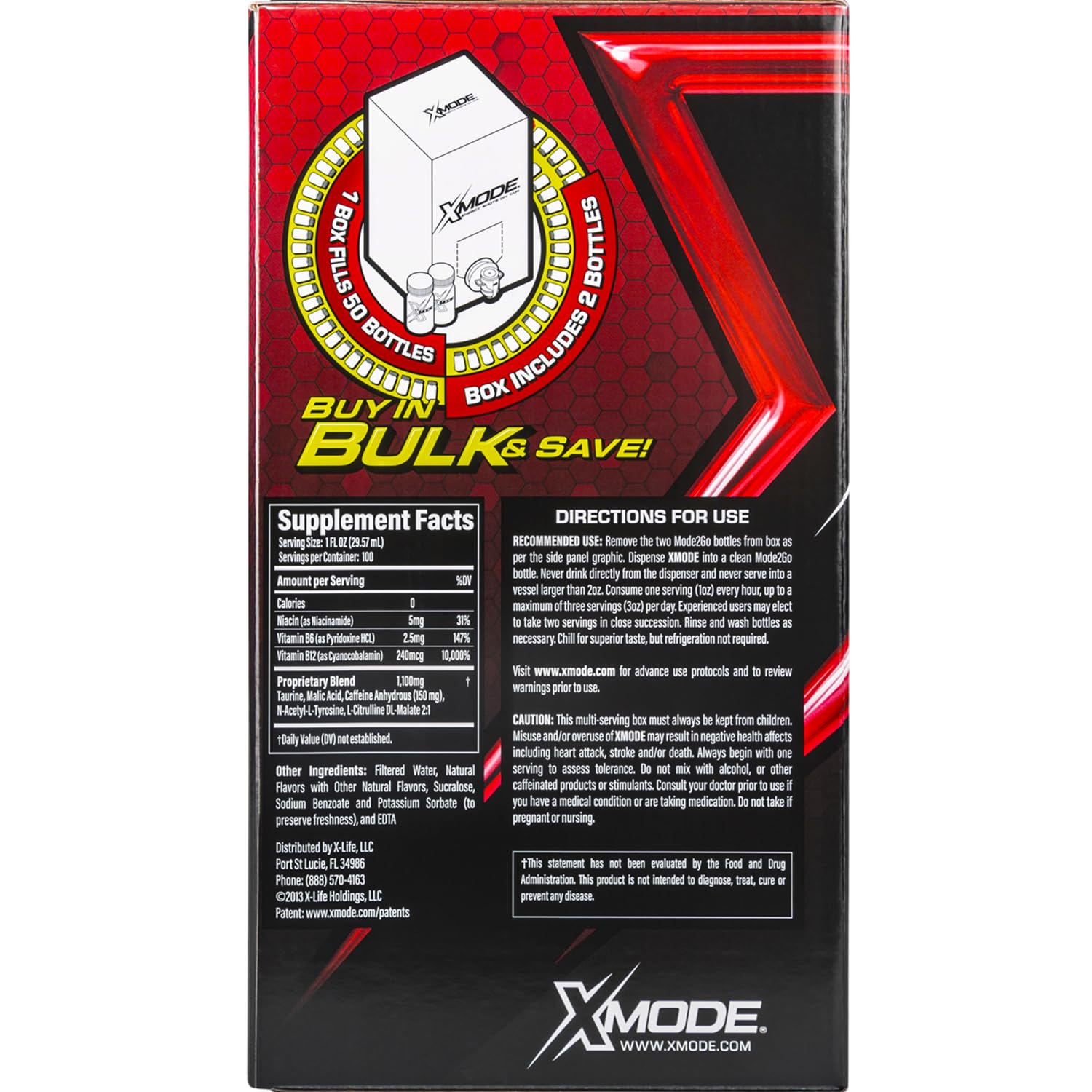 XMODE Energy Shots on Tap with Dispenser & 2 Bottles, 100 Servings - Cherry Bomb Flavor Energy Caffeine Shots - Quick Energy Boost Shots with Vitamins B6 & B12, Caffeine - Great Taste, Zero Calories