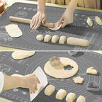 Silicone Pastry Mat 28" x 20" Extra Thick Non Stick Baking Mat with Measurements and Edge Heightening, Food Grade Silicone Rolling Mat for Pastry, Bread, Cookies, Pizza, Fondant, Pasta
