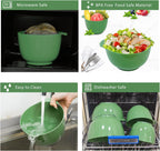BoxedHome 4 Quart Large Plastic Mixing Bowls, Microwave Safe Mixing Bowl Set with Pour Spout, Nesting Bowls for Space Saving Storage(Grass Green)