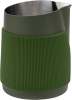 Normcore Handleless Milk Frothing Jug, Milk Pitcher 20.3 oz, Stainless Steel Latte Art Pitcher with Sharp Spout, Heat-Resistant Grip, Green, 600 ml