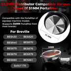 IKAPE 53.3MM Newly Upgrade Espresso Coffee Distributor, Coffee Dual-Bearing & High-Speed Distribution Tools, Adaptive Height Coffee Tamper Leveler for 54mm Portafilters