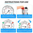 MEANLIN MEASURE -30inHG~60Psi Vacuum Pressure Gauge 316 Stainless Steel Joint 1/4" NPT 2.5" FACE DIAL, Stainless Steel Liquid Filled Pressure Gauge WOG Water Oil Air Lower Mount, 2PCS Snaps