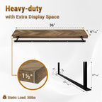 36" Acacia Chevron Floating Shelves Set of 2 - Wall Mounted Wooden Shelf for Stylish Home Décor - Dark Walnut Color - 36x6.7x1.5 Inches